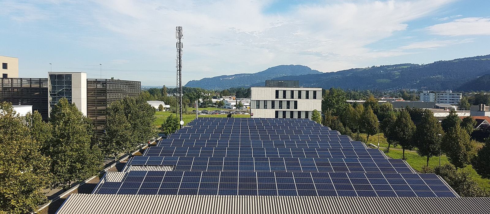 Solar panels on a rooftop